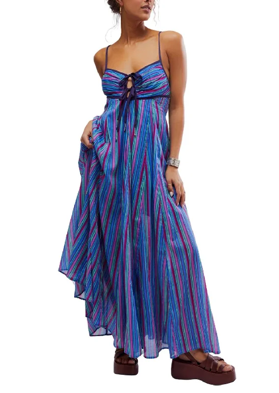 Dream Weaver Maxi Dress In Aqua Combo