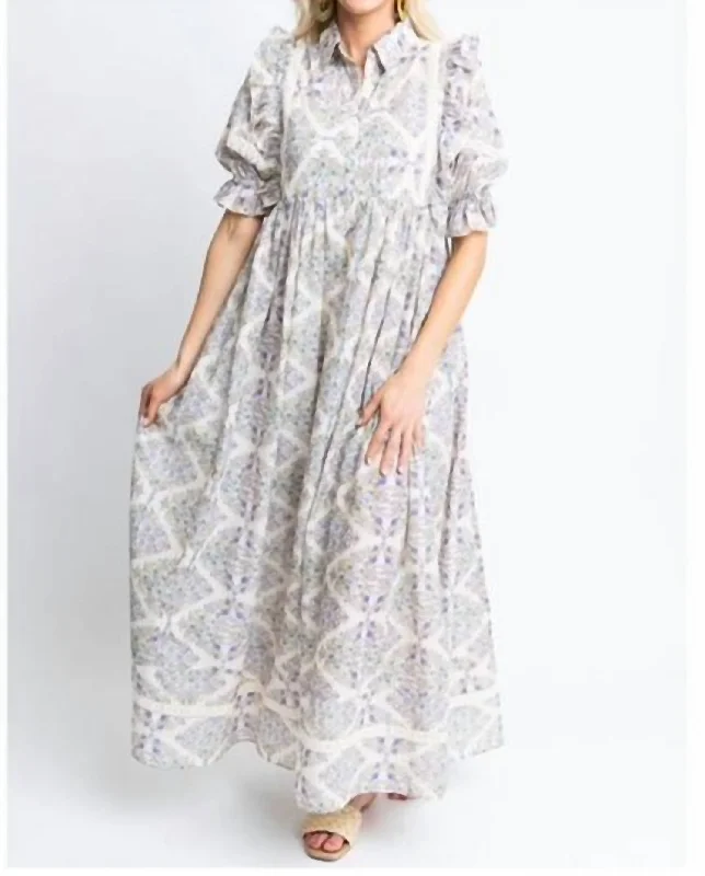 Emma Puff Sleeve Maxi Dress In Boho Floral