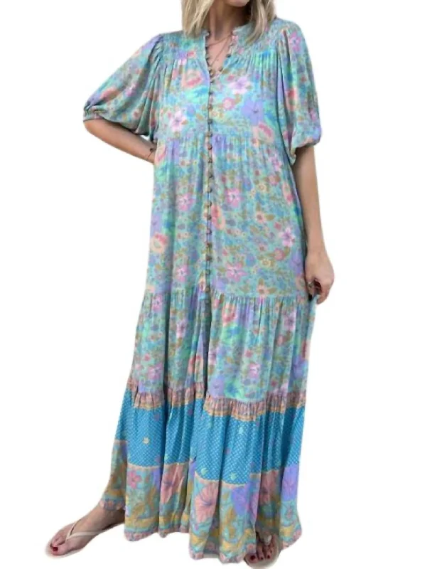 Hibiscus Lane Maxi Dress In Blue