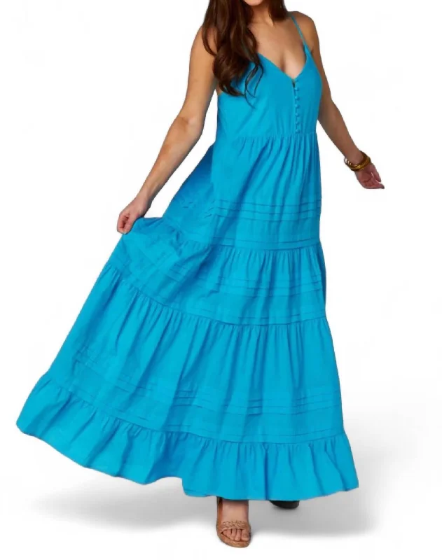 Jaxon Tiered Maxi Dress In Ocean