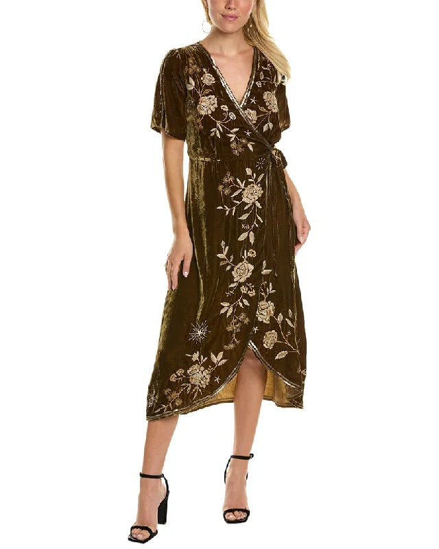 Johnny Was Ally Velvet Silk-Blend Wrap Dress