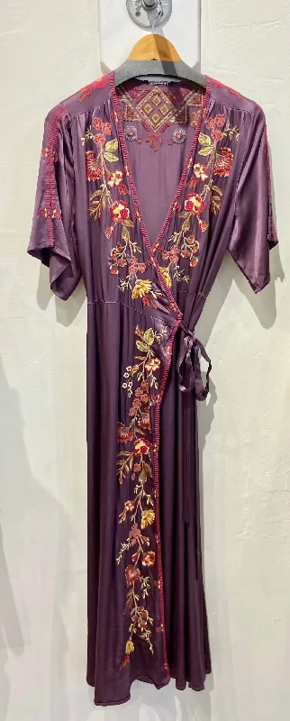 Lilith Wrap Dress In Deep Plum