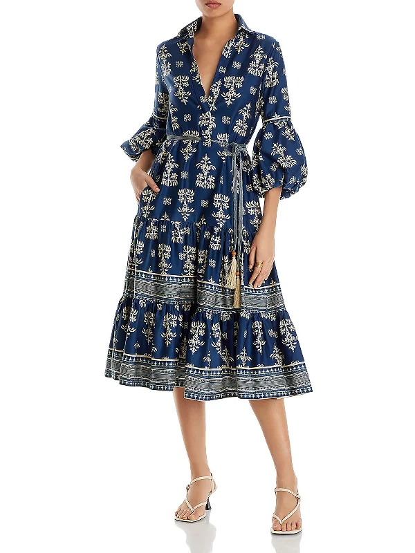 Lindosa Womens Printed Cotton Maxi Dress