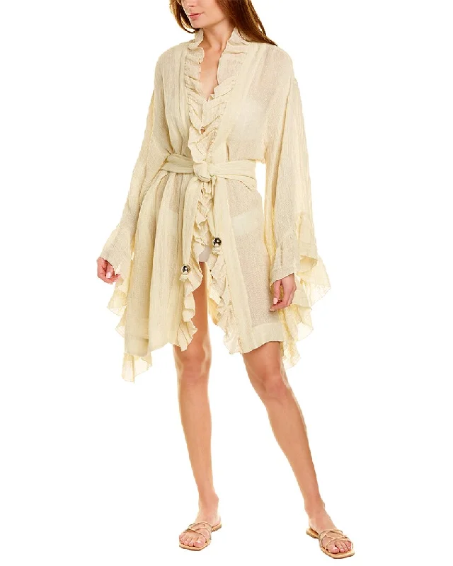 Lisa Marie Anita Linen-Blend Wrap Dress