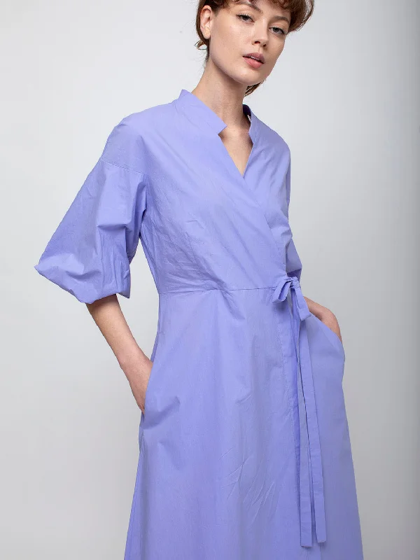 Cotton Poplin Wrap Dress - Wisteria