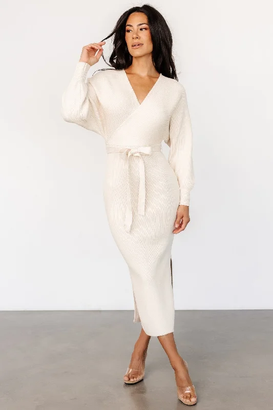 Sammi Faux Wrap Dress | Cream