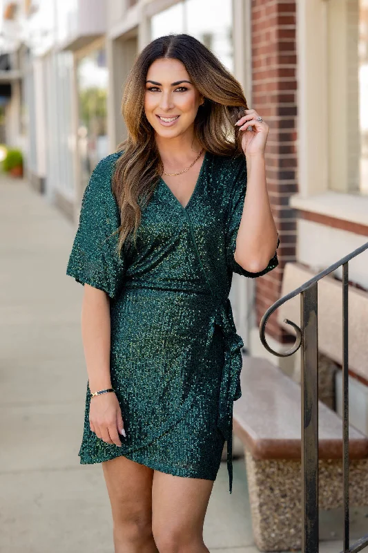 Sequin Wrap Dress