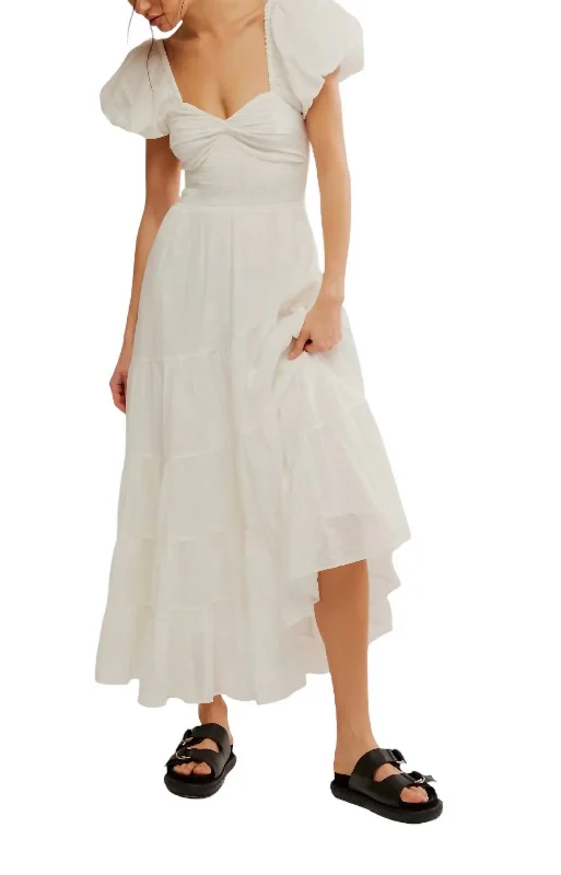 Short Sleeve Sundrenched Maxi Dress In Whisper White