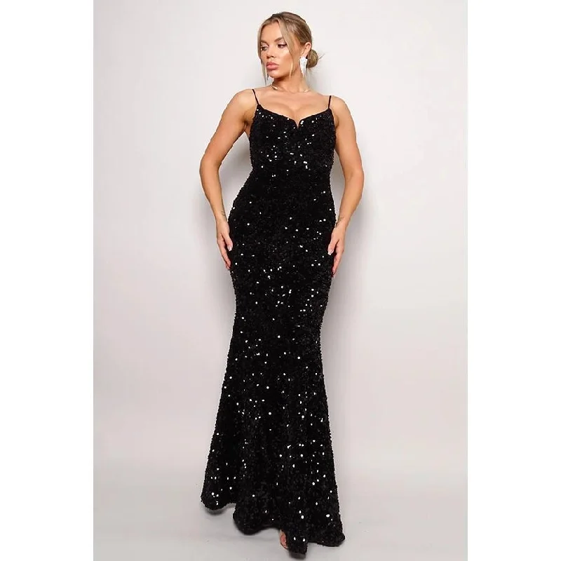 Velvet Sequins Maxi Dress