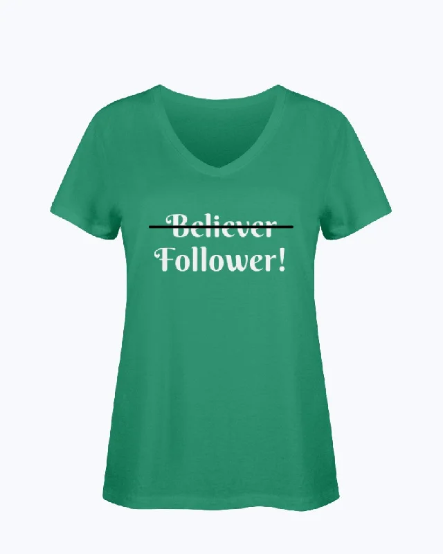 T-Shirt Women's HD V Neck Follower 2 Front Pockets Side Pockets Patch Pockets
