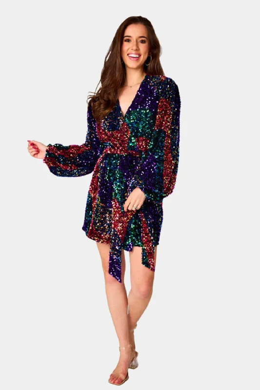 Adeline Sequin Wrap Dress - Party