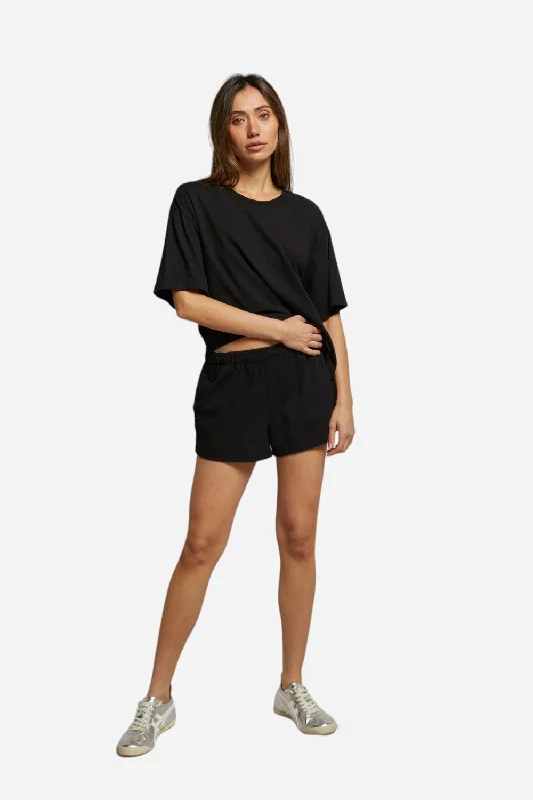 Perfect White Tee Adia Supima Cotton Shorts in True Black Zippered Front Buttoned Front Snap Front Perfect White Tee Adia Supima Cotton Shorts in True Black Zippered Front Buttoned Front Snap Front