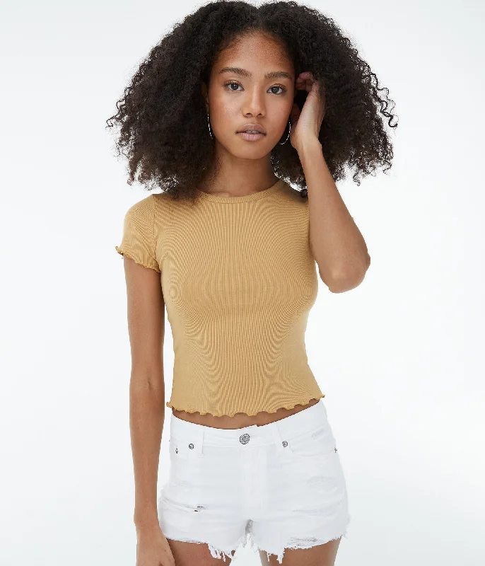 Aeropostale Ribbed Shrunken Tee Polka Dot Checkered Tartan