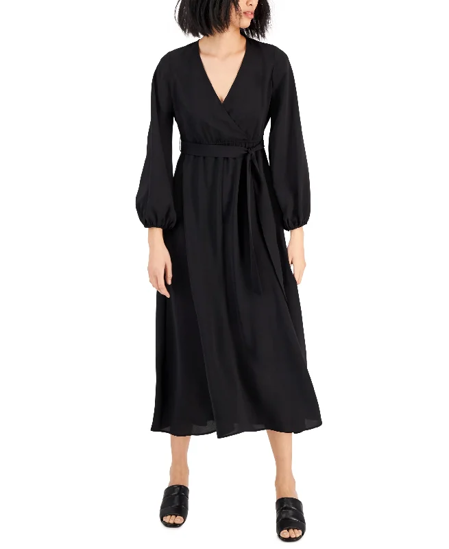 Alfani Petite Belted Faux Wrap Dress