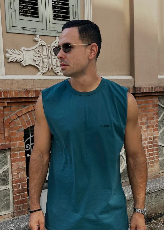 Αμάνικη Μπλούζα Close society - S24-800 - simple sleeveless tee πετρόλ Elasticated Padded Insulated Αμάνικη Μπλούζα Close society - S24-800 - simple sleeveless tee πετρόλ Elasticated Padded Insulated