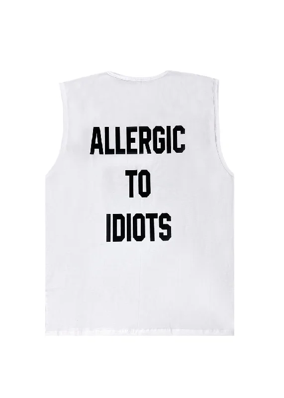 Αμάνικη Μπλούζα Close society - S24-802 - allergic to idiots sleeveless tee λευκό Mesh Blend Leather Blend Suede Blend Αμάνικη Μπλούζα Close society - S24-802 - allergic to idiots sleeveless tee λευκό Mesh Blend Leather Blend Suede Blend