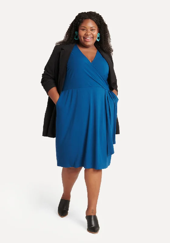 Faux-Wrap Dress (Blue Opal)