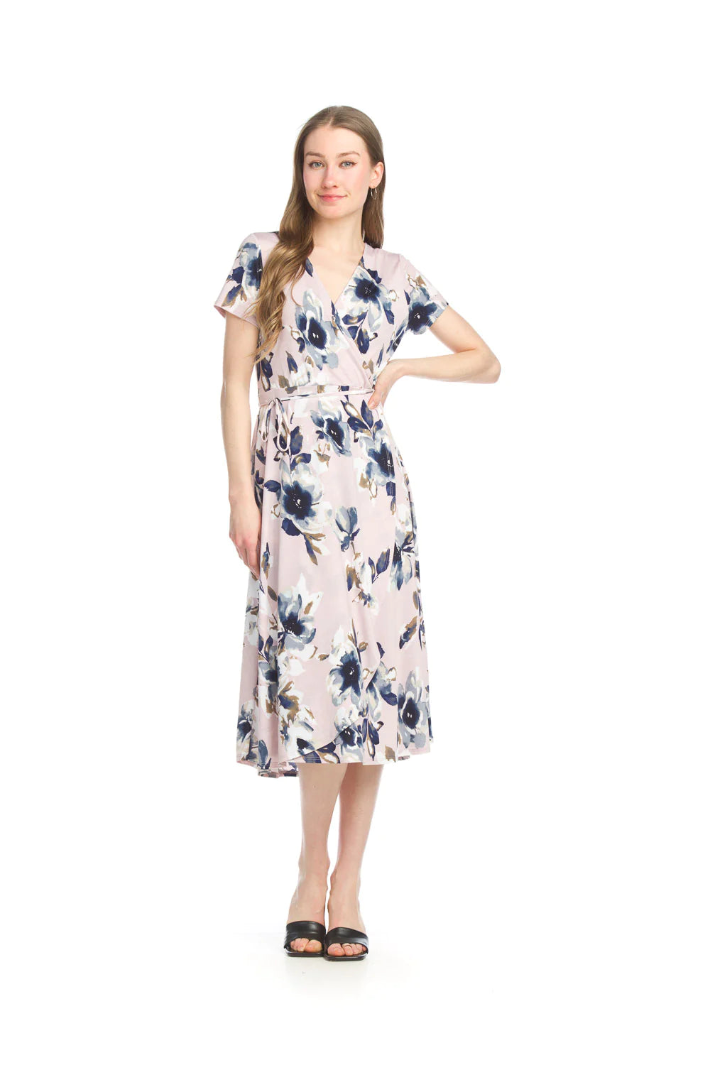 Floral Stretch Faux Wrap Dress