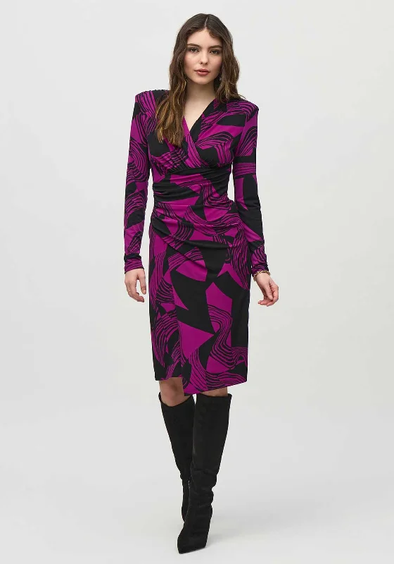 Joseph Ribkoff Printed Ruched Wrap Dress, Purple