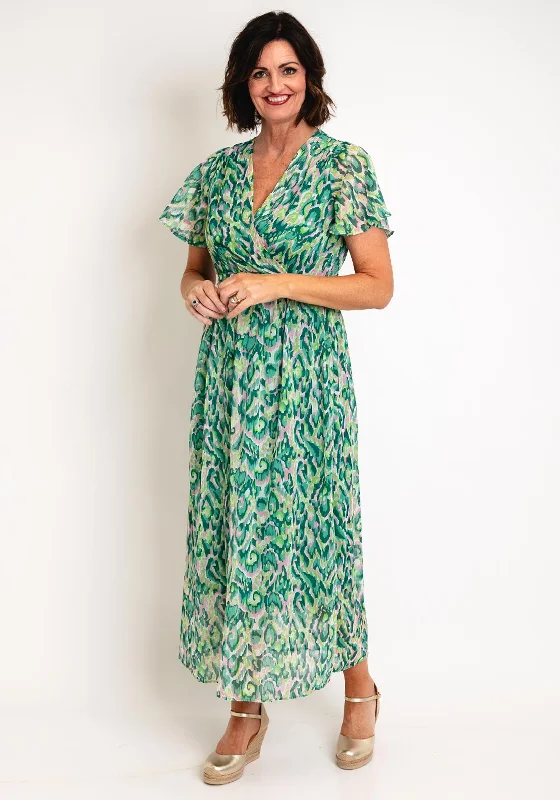 Serafina Collection Abstract Print Wrap Dress, Green