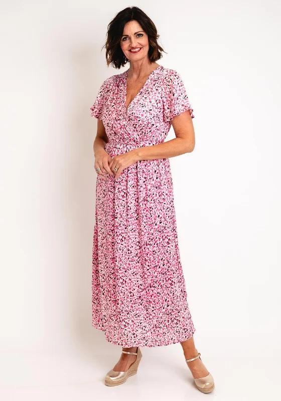 Serafina Collection Blurred Print Wrap Dress, Pink