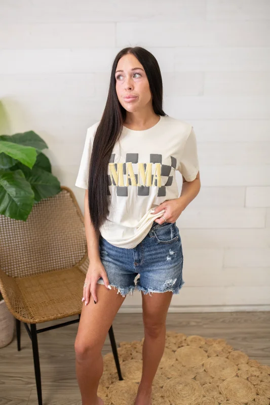 Mama Graphic Tee with Gold and Black Puff