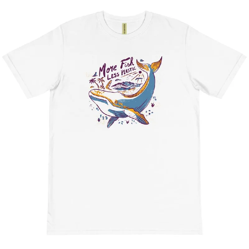 More Fish Less Plastic Organic Cotton Sustainable Eco Friendly Unisex T-Shirt Houndstooth Herringbone Solid More Fish Less Plastic Organic Cotton Sustainable Eco Friendly Unisex T-Shirt Houndstooth Herringbone Solid