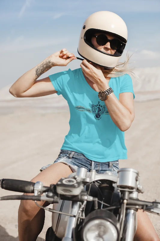 Leopard Retro Tire with Wings Ladies' Boyfriend T-Shirt Embroidered Appliqued Beaded Leopard Retro Tire with Wings Ladies' Boyfriend T-Shirt Embroidered Appliqued Beaded