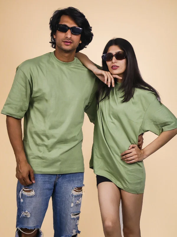 Pastel Green Oversized 100% Cotton Solid Unisex T-Shirt Embroidered Appliqued Beaded Pastel Green Oversized 100% Cotton Solid Unisex T-Shirt Embroidered Appliqued Beaded
