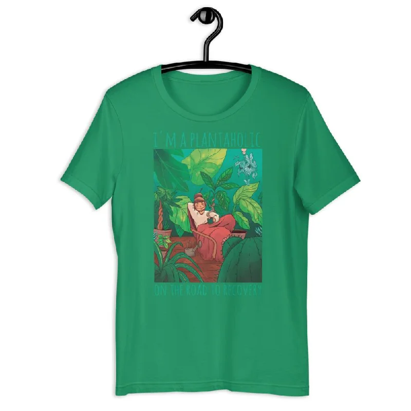 Plantaholic Short-Sleeve Unisex T-Shirt, Green Plants Painting Saying Unisex Cotton T-shirt Fitted T-Shirt Seamless Stretchy Plantaholic Short-Sleeve Unisex T-Shirt, Green Plants Painting Saying Unisex Cotton T-shirt Fitted T-Shirt Seamless Stretchy