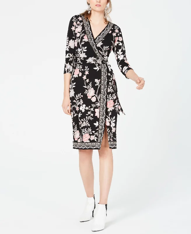 Printed Faux Wrap Dress