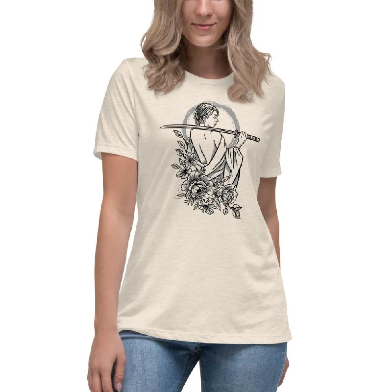 Samurai Women Flowers Women's Relaxed Cotton T-Shirt Chenille Blend Fleece Blend Nylon Blend Samurai Women Flowers Women's Relaxed Cotton T-Shirt Chenille Blend Fleece Blend Nylon Blend