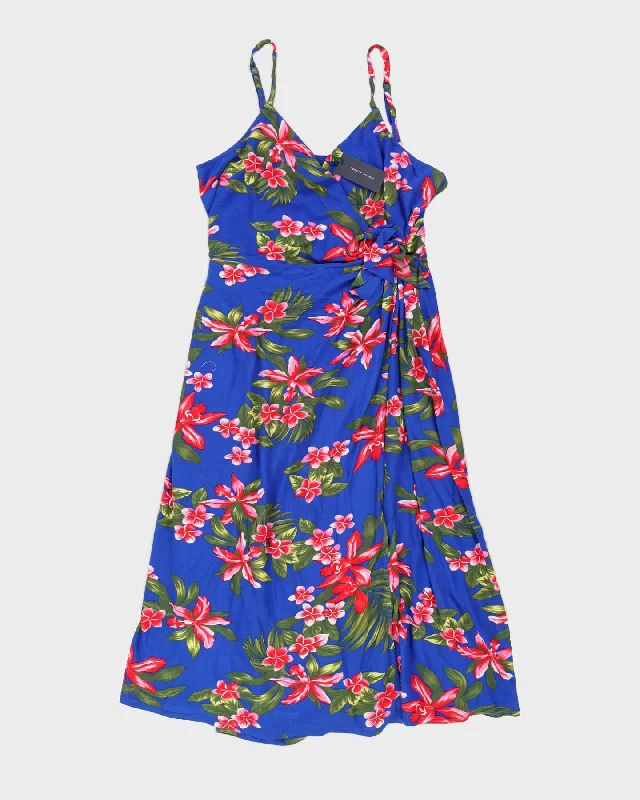 Tommy Hilfiger Blue & Pink Frangipani Wrap Dress - XXL