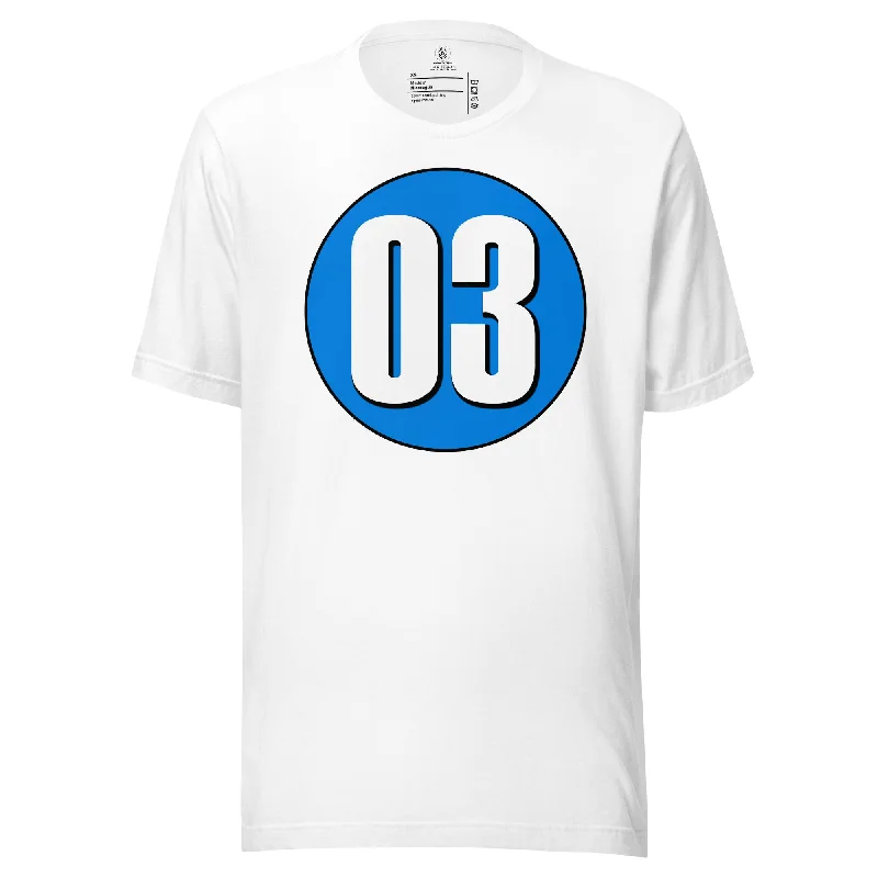 Unisex t-shirt: White on Blue 03