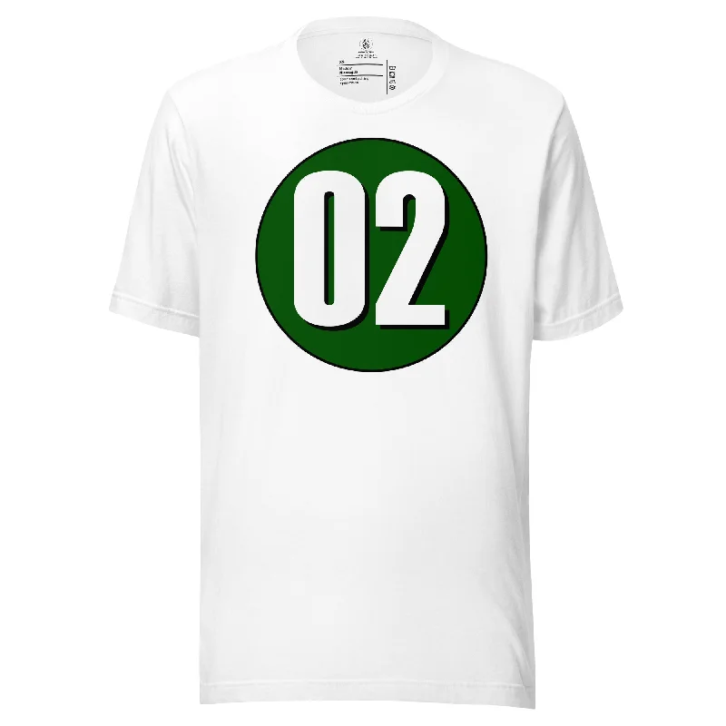 Unisex t-shirt: White on Hunter Green 02