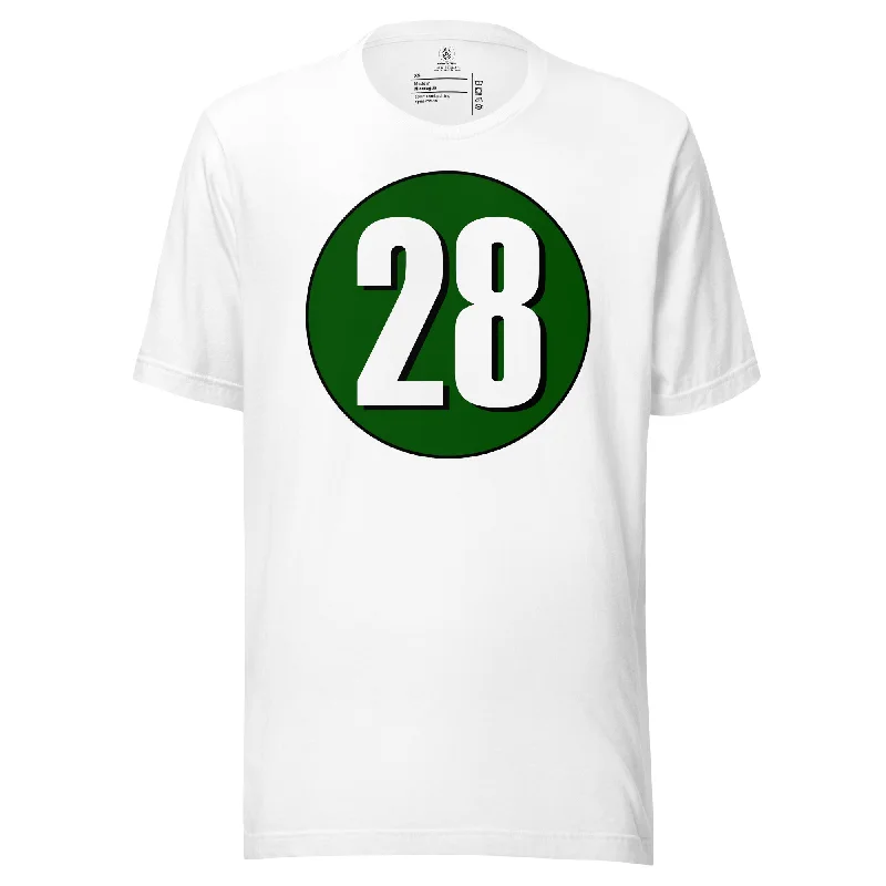 Unisex t-shirt: White on Hunter Green 28