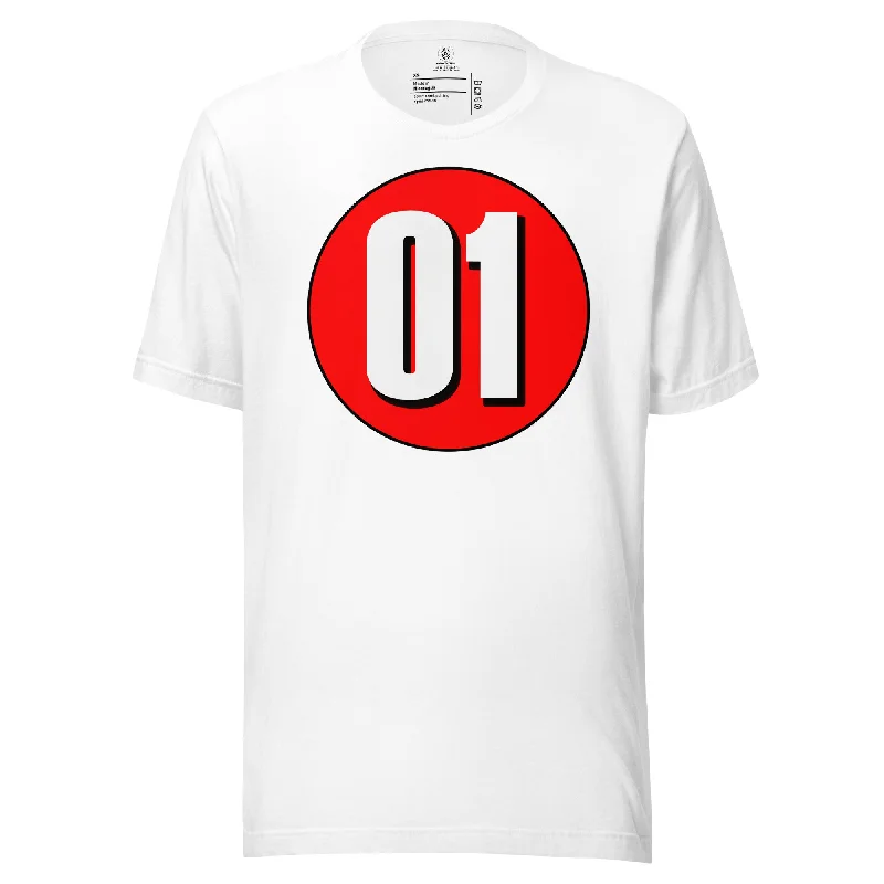 Unisex t-shirt: White on Red 01