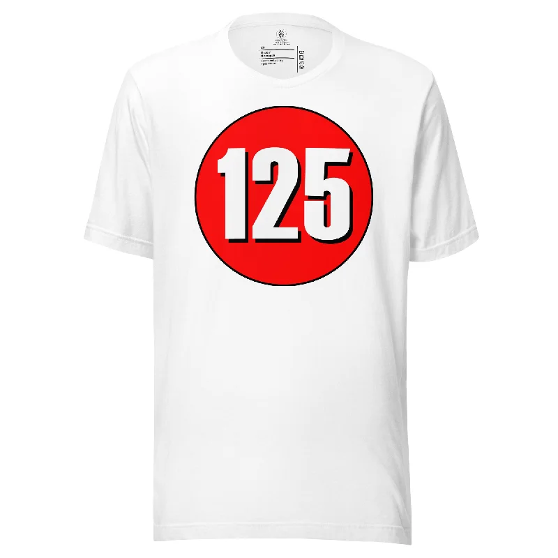 Unisex t-shirt: White on Red 125