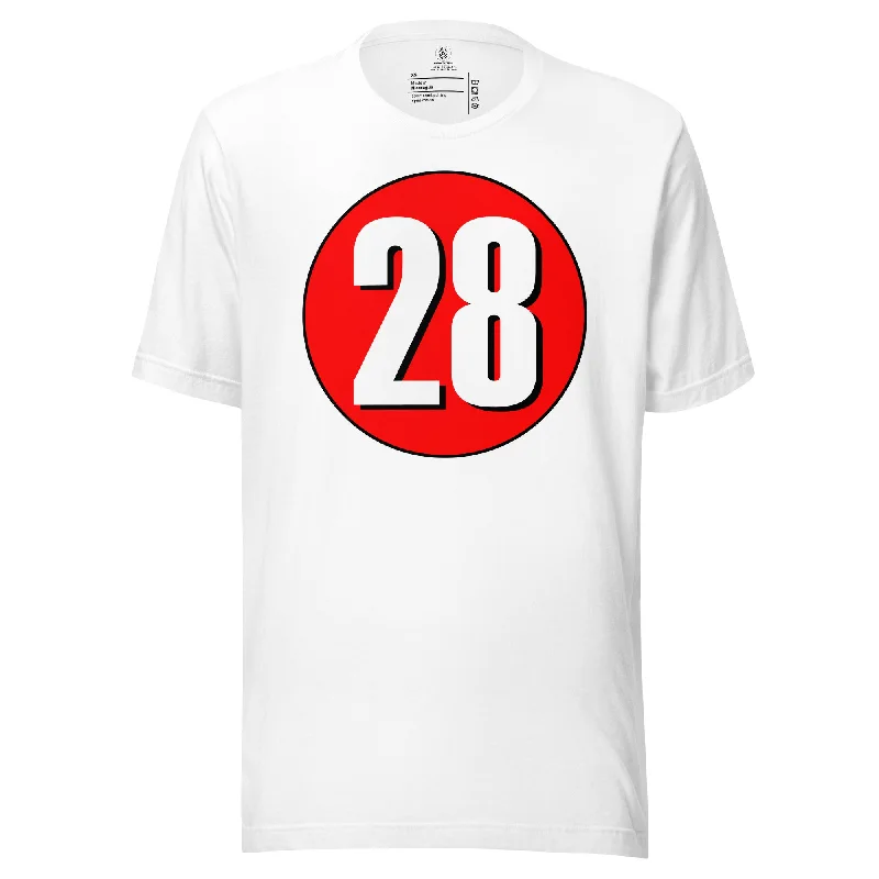 Unisex t-shirt: White on Red 28