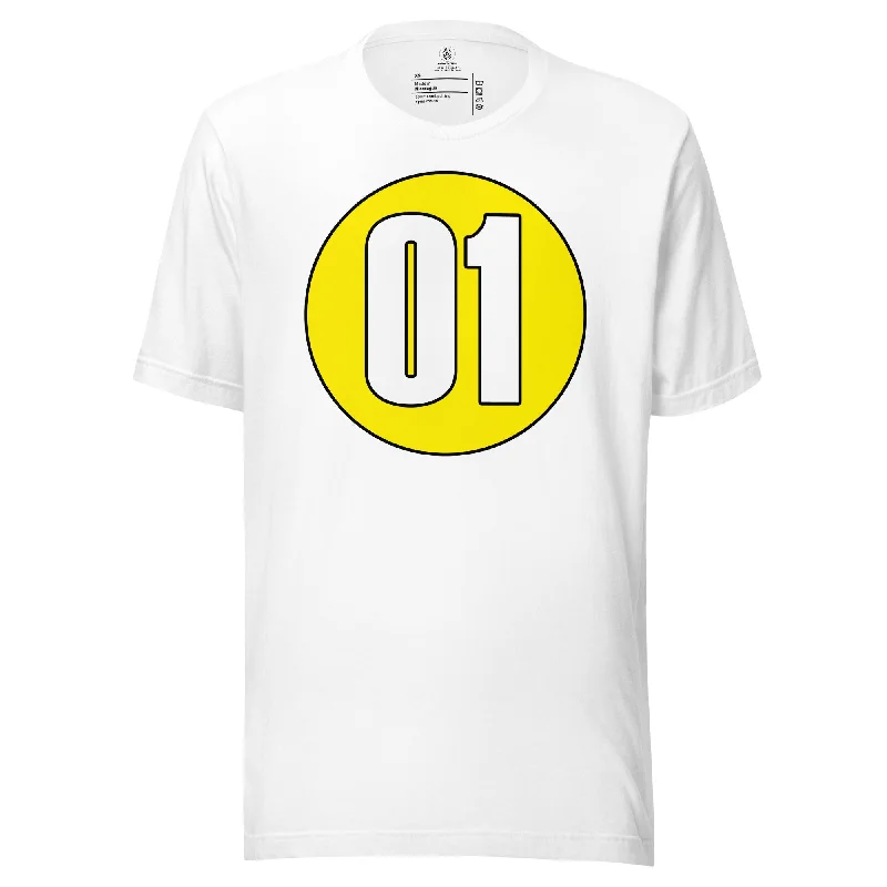 Unisex t-shirt: White on Yellow 01