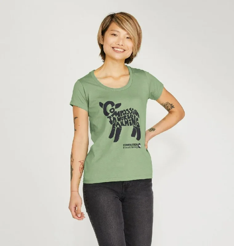 Women's Compassion Lamb T-Shirt Ribbed Striped Patterned
