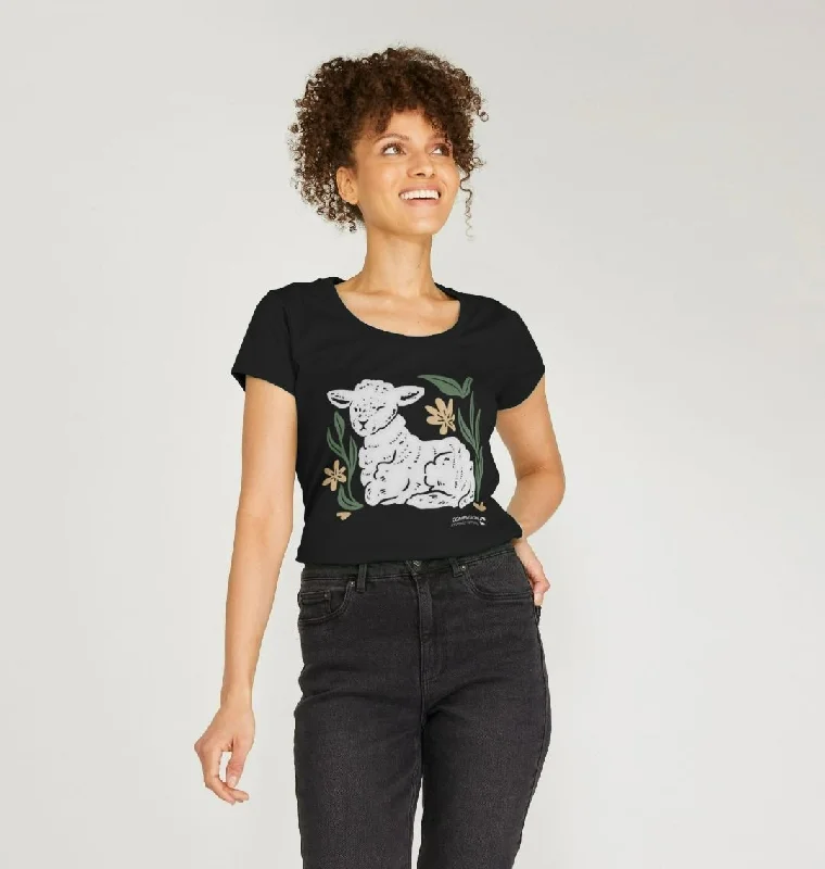 Women's Lamb Scoop Neck T-Shirt Knit Fabric Woven Fabric Fleece Fabric