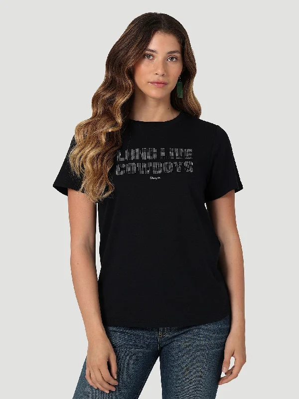 Women's Wrangler Long Live Cowboys Reg Fit Tee In Jet Black