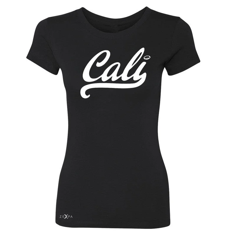 Zexpa Apparel Cali White Lettering Women's T-shirt California State Baseball Tee