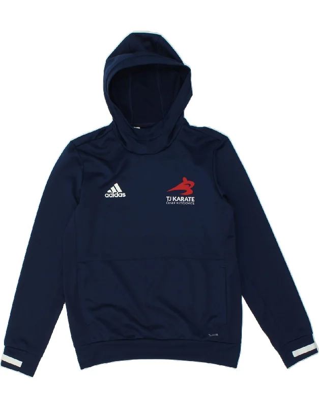 ADIDAS Boys Climalite Graphic Hoodie Jumper 13-14 Years Large Navy Blue Hoodie with Zipper Versatile Modern ADIDAS Boys Climalite Graphic Hoodie Jumper 13-14 Years Large Navy Blue Hoodie with Zipper Versatile Modern