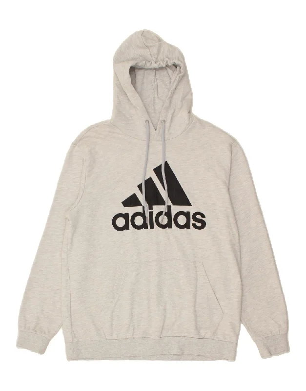 ADIDAS Mens Graphic Hoodie Jumper Large Grey Cotton Hoodie with Pocket Utility Practical ADIDAS Mens Graphic Hoodie Jumper Large Grey Cotton Hoodie with Pocket Utility Practical