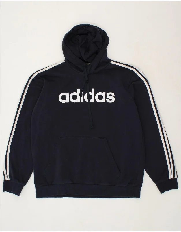 ADIDAS Mens Graphic Hoodie Jumper XL Navy Blue Cotton Hoodie with Snap Buttons Easy Quick ADIDAS Mens Graphic Hoodie Jumper XL Navy Blue Cotton Hoodie with Snap Buttons Easy Quick