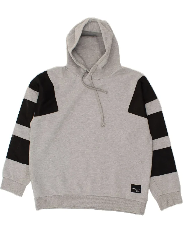 ADIDAS Mens Hoodie Jumper Medium Grey Colourblock Cotton Hoodie with Back Slit Movement Comfort ADIDAS Mens Hoodie Jumper Medium Grey Colourblock Cotton Hoodie with Back Slit Movement Comfort