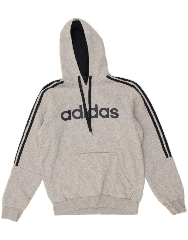 ADIDAS Womens Graphic Hoodie Jumper UK 10 Small Grey Cotton