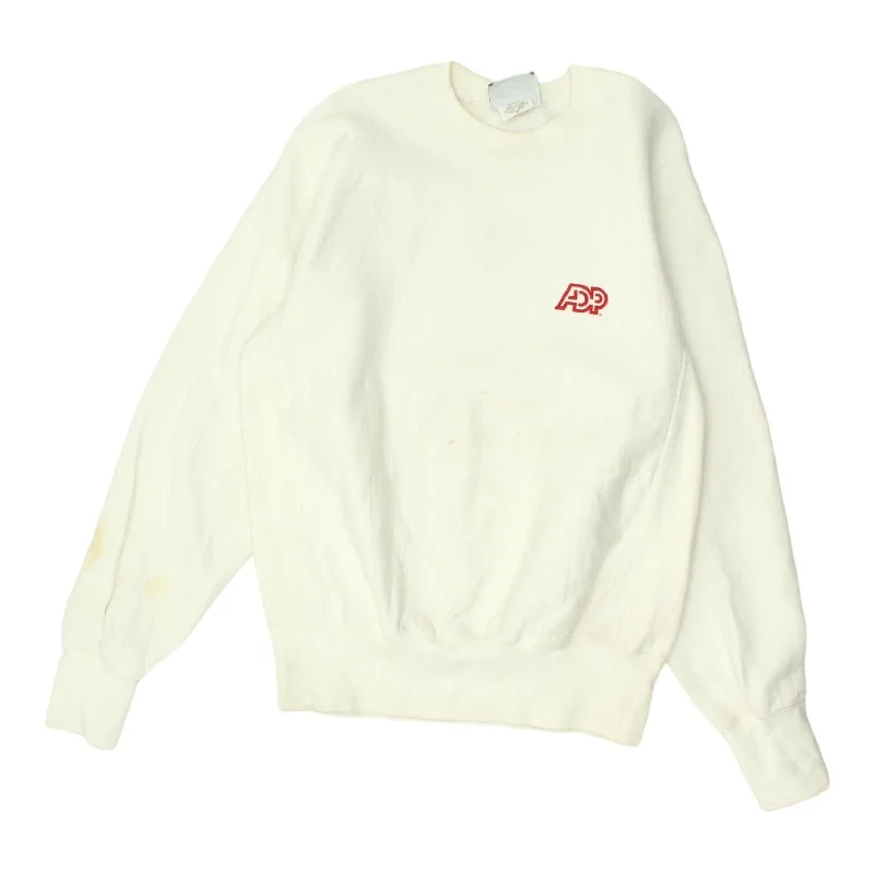 ADP World Class Service Mens White Lee Sweatshirt | Vintage Tech Business Jumper Hoodie with Tied Waist Feminine Flattering ADP World Class Service Mens White Lee Sweatshirt | Vintage Tech Business Jumper Hoodie with Tied Waist Feminine Flattering